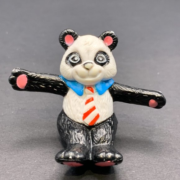 Vintage 1980’s Happy Panda Bear With Red Stripe Tie PVC Figure Cake Toppers - Picture 11 of 11